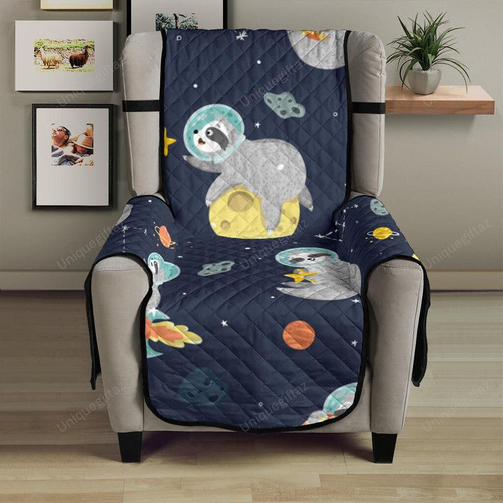 Cute Sloth Astronaut Star Planet Rocket Pattern Chair Cover Protector