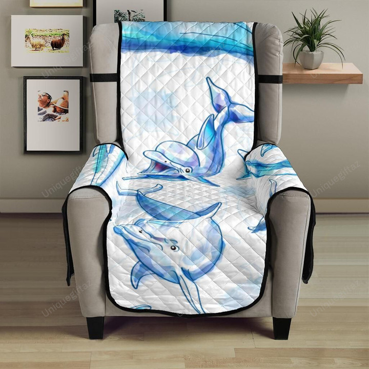 Watercolor Dolphin Pattern Chair Cover Protector