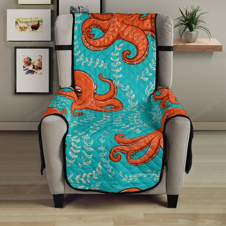Octopus Turquoise Background Chair Cover Protector