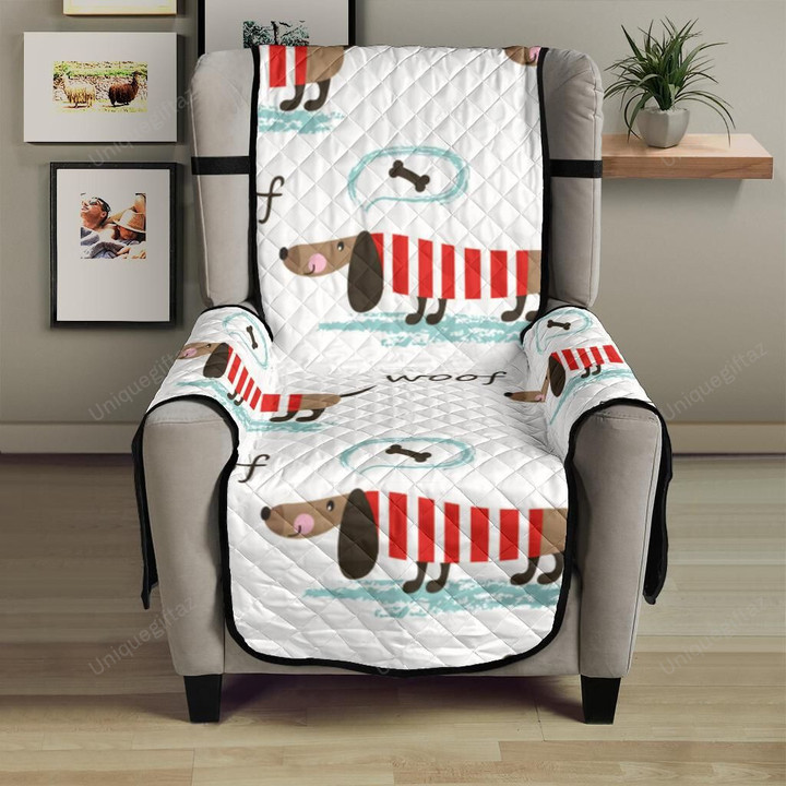 Cute Dachshund Bone Pattern Chair Cover Protector