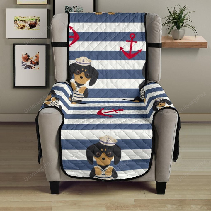 Dachshund Anchor Navy Blue Pattern Chair Cover Protector