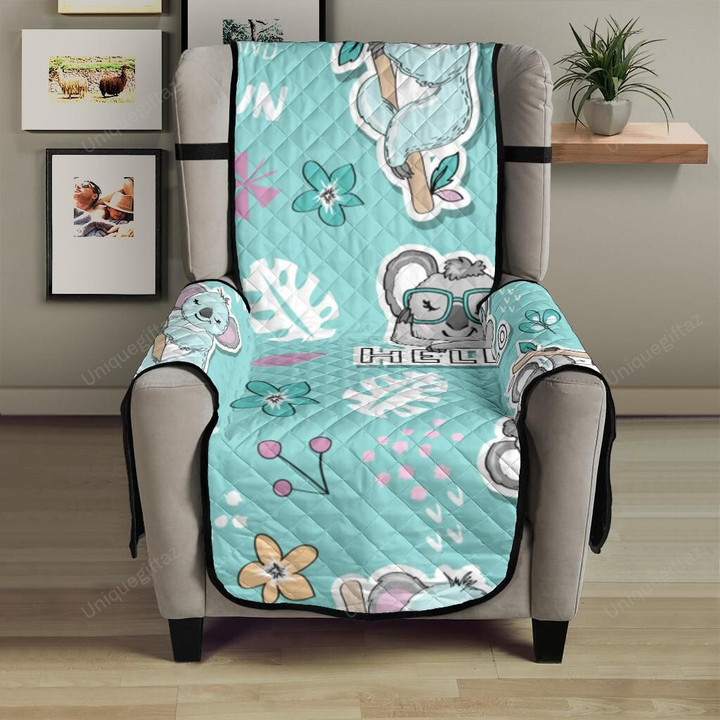 Cute Koalas Blue Background Pattern Chair Cover Protector