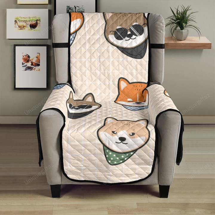 Shiba Inu Head Pattern Chair Cover Protector