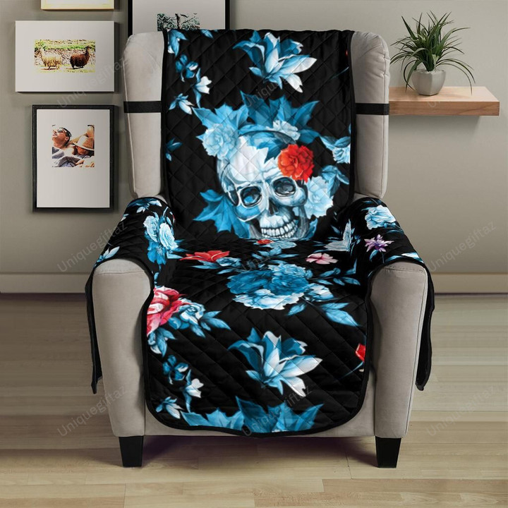 Skull Flower Roses Leave Pattern Chair Cover Protector