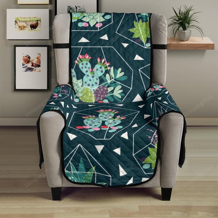 Cactus Glass Terrarium Pattern Chair Cover Protector