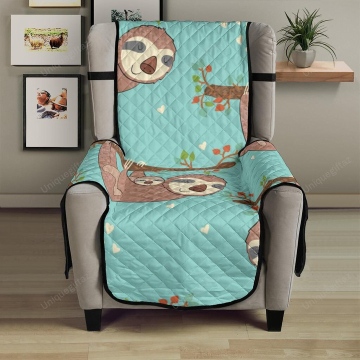 Sloth Mom And Baby Pattern Chair Cover Protector