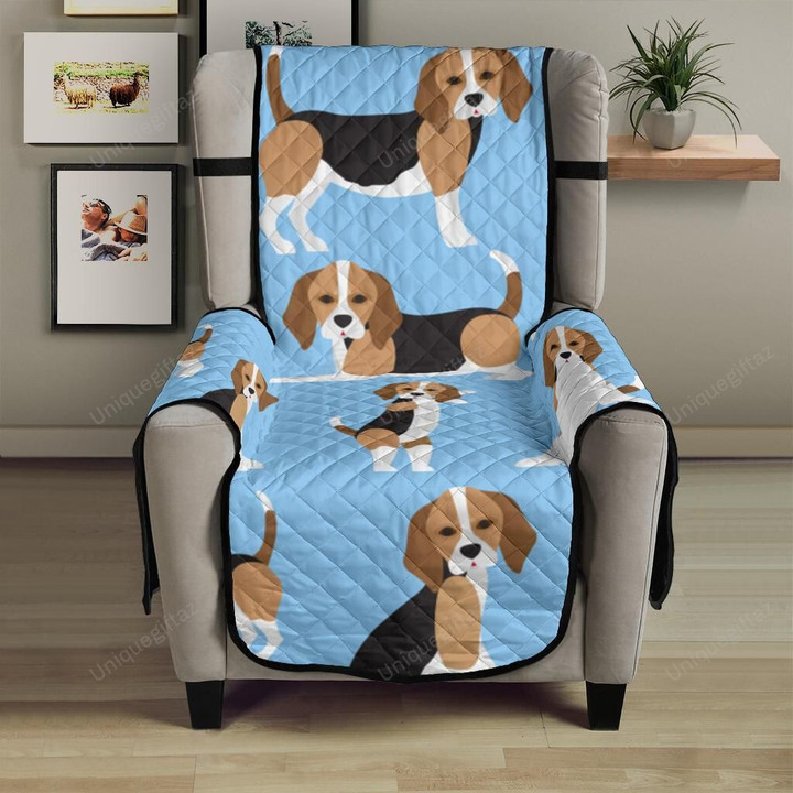 Beagle Dog Blue Background Pattern Chair Cover Protector