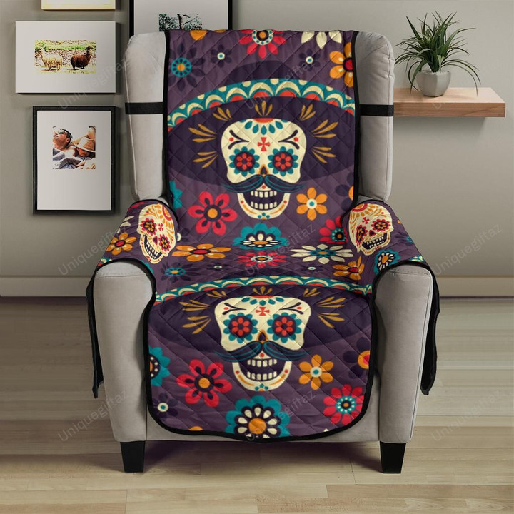 Sugar Skulls Flower Maxican Pattern Chair Cover Protector
