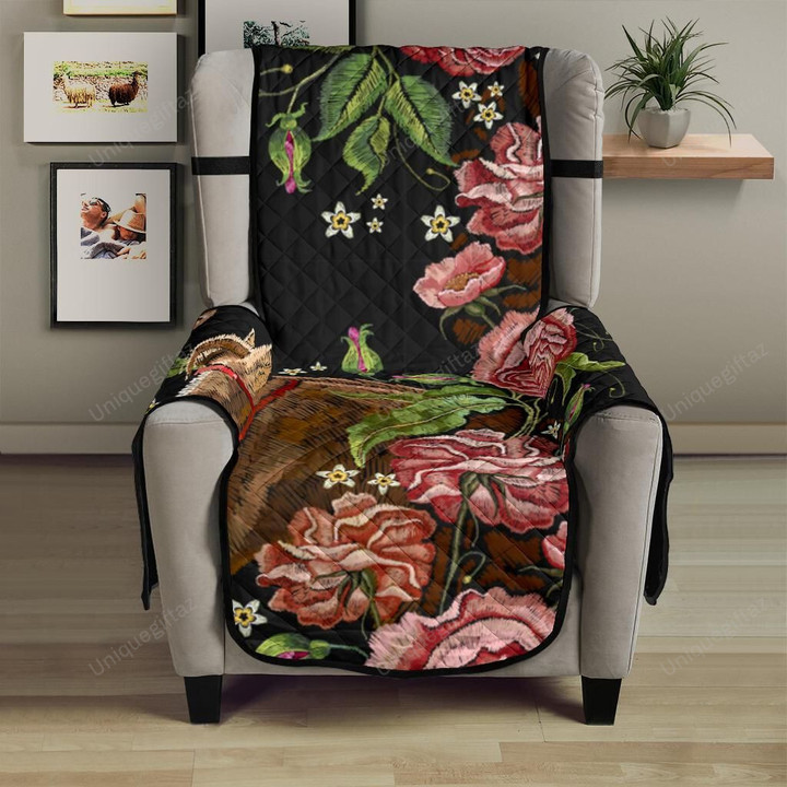 Horse Head Wild Roses Pattern Chair Cover Protector