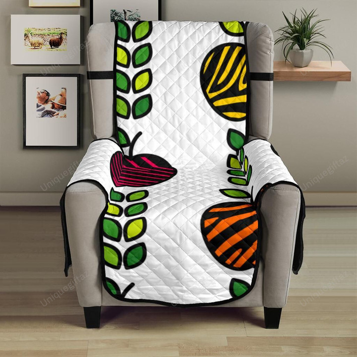Colorful Apples Leave Zebra Stripe Chair Cover Protector