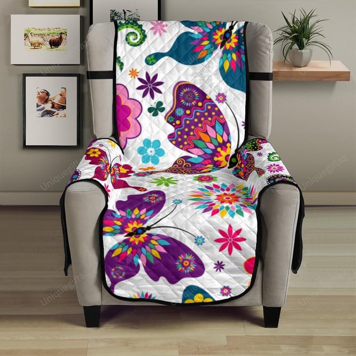 Colorful Butterfly Flower Pattern Chair Cover Protector