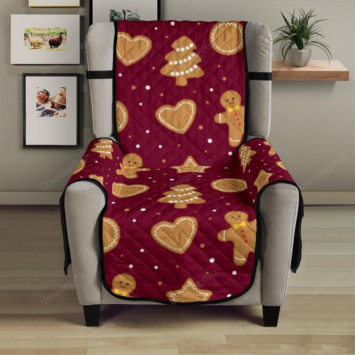 Christmas Ginger Cookie Pattern Background Chair Cover Protector