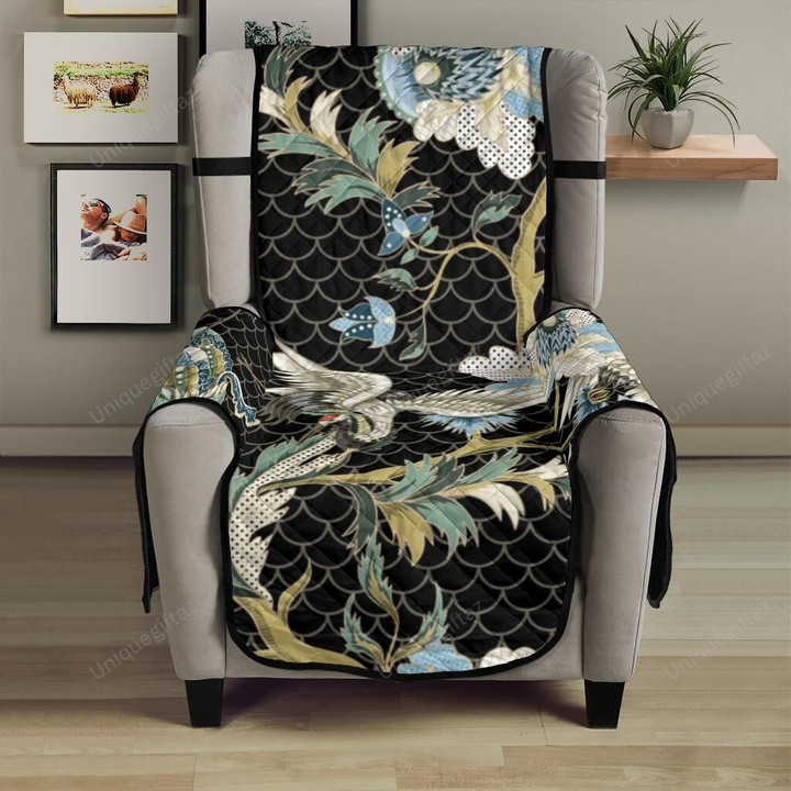 Japanese Crane Ornament Elements Chair Cover Protector