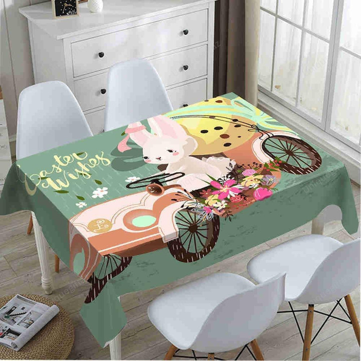 White Bunny Best Wishes Table Cloth Easter Gift Ideas