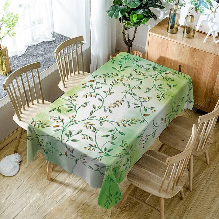 Green Tree Branch Yellow Flower Rectangle Tablecloth Home Decoration