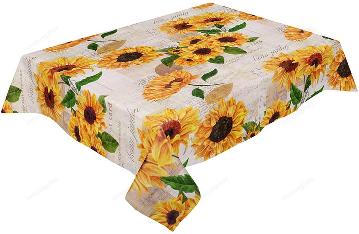 Vintage Sunflower Branches On Paper Background Tablecloth Home Decor