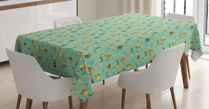 Foxes With Glasses 3d Printed Tablecloth Home Decoration