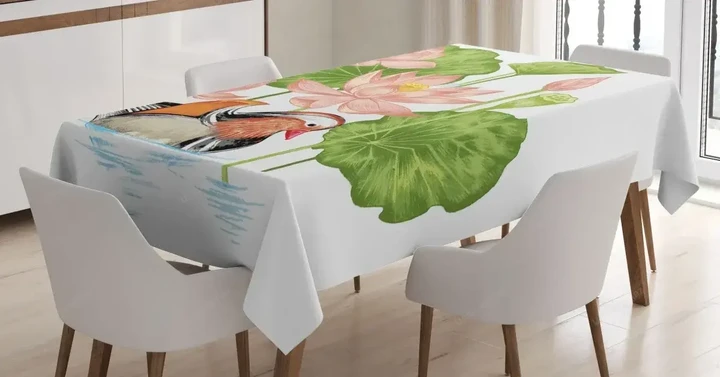 Mandarin In Pond 3d Printed Tablecloth Home Decoration
