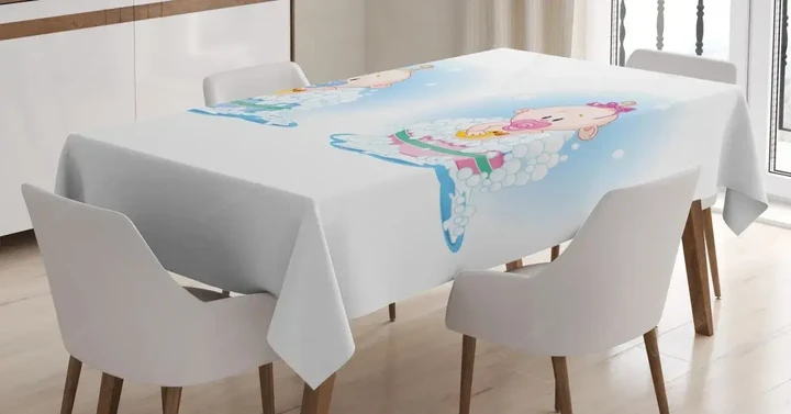 Girl Boy Bath 3d Printed Tablecloth Home Decoration