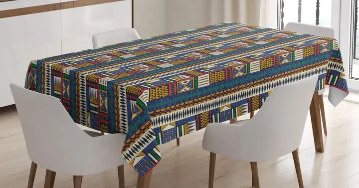 Tribal Motifs Vibrant Colors 3d Printed Tablecloth Home Decoration