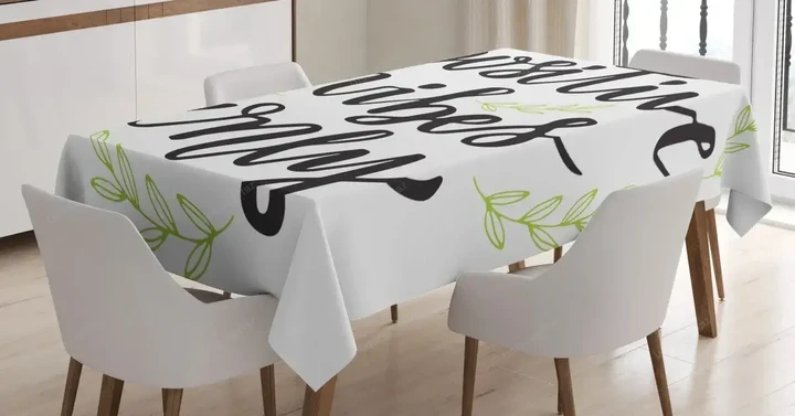 Vibes Only Leaves 3d Printed Tablecloth Home Decoration