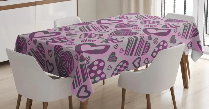 Stripe Circle Romance Motif 3d Printed Tablecloth Home Decoration
