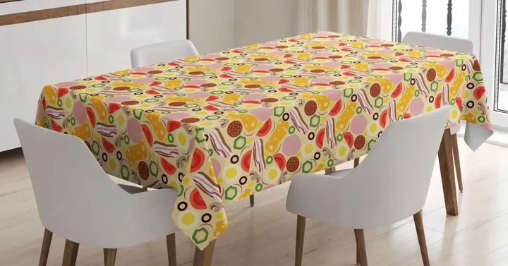 Graphic Pizza Toppings 3d Printed Tablecloth Home Decoration