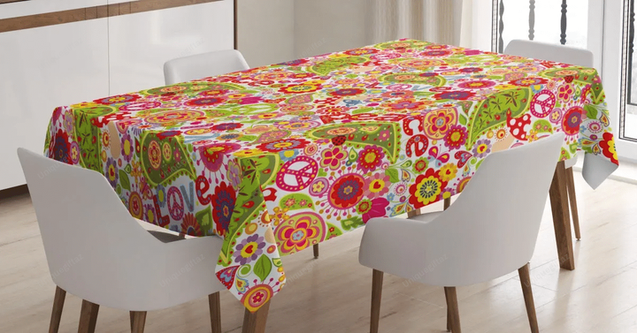Mushrooms Poppies 3d Printed Tablecloth Home Decoration