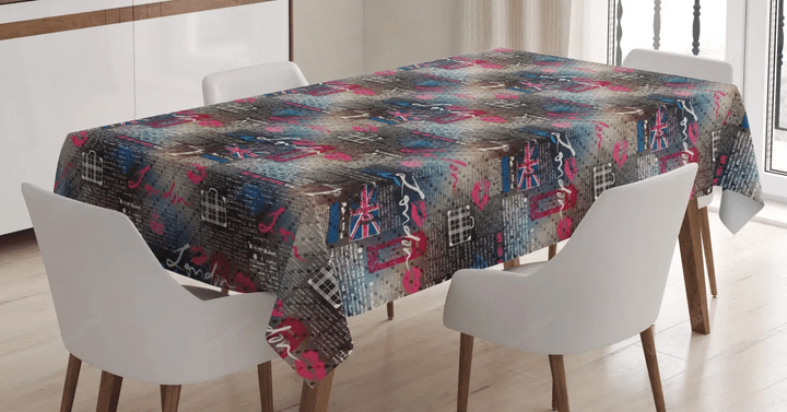 Grunge Newspaper Collage 3d Printed Tablecloth Home Decoration