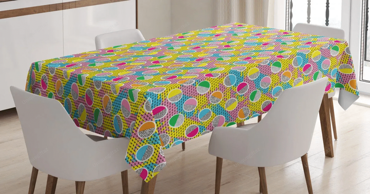 Memphis Style Circles 80s 3d Printed Tablecloth Home Decoration