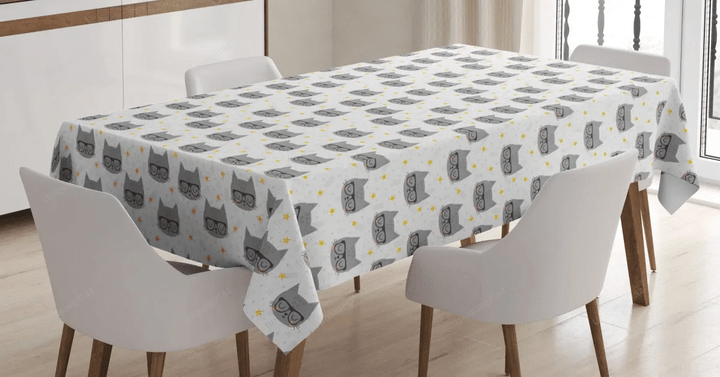 Hipster Kitties Glasses 3d Printed Tablecloth Home Decoration
