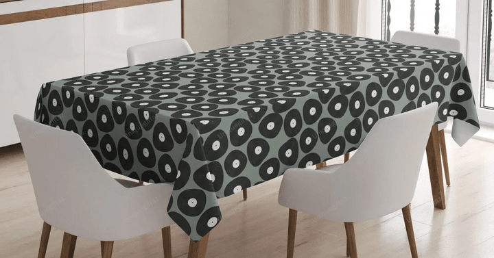 Old Vinyl Disc Themed Motifs 3d Printed Tablecloth Home Decoration