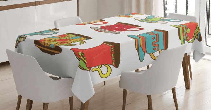 Vivid Teacup Design 3d Printed Tablecloth Home Decoration