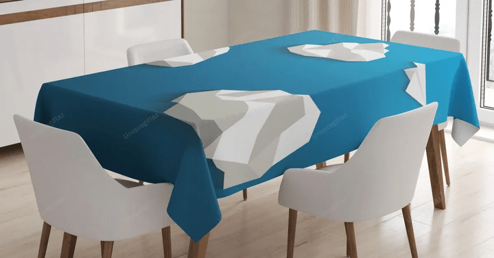 Plane Flying Between Polygons 3d Printed Tablecloth Home Decoration