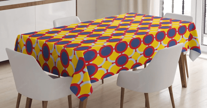 Overlapping Vivid Rounds 3d Printed Tablecloth Home Decoration