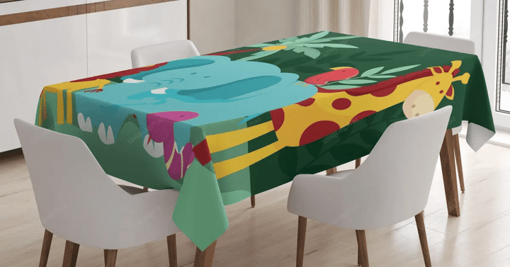 Nursery Jungle Composition 3d Printed Tablecloth Home Decoration