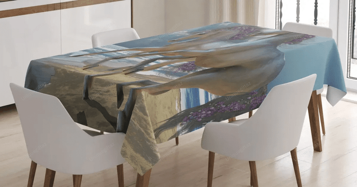 Flower Adorned Mane Horse 3d Printed Tablecloth Home Decoration
