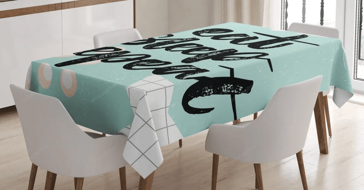 Eat Sleep Repeat Lettering 3d Printed Tablecloth Home Decoration