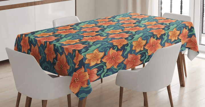 Lilly Flowers Doodle 3d Printed Tablecloth Home Decoration