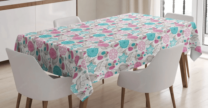 Sketched Tulip Flowers 3d Printed Tablecloth Home Decoration