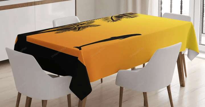 Ombre Sunset Palms Dolphin 3d Printed Tablecloth Home Decoration