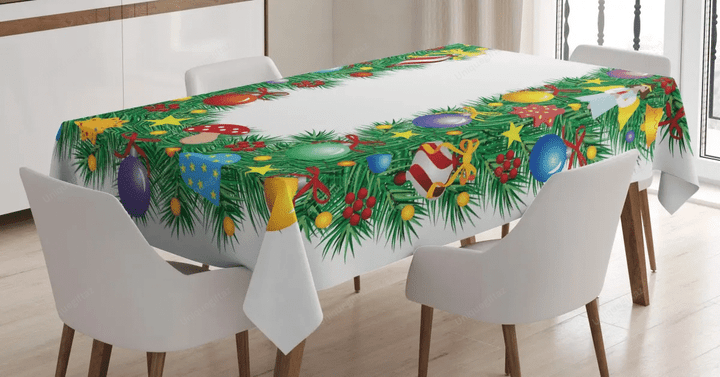 Xmas Tree And Letter U 3d Printed Tablecloth Home Decoration