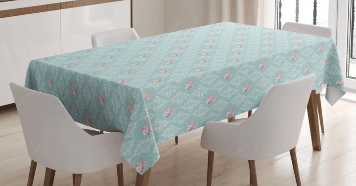Intricate Pastel Flowers 3d Printed Tablecloth Home Decoration