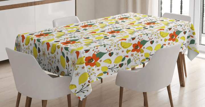 Spring Lemons Leaves 3d Printed Tablecloth Home Decoration