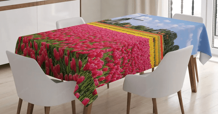 European Fresh Tulips 3d Printed Tablecloth Home Decoration