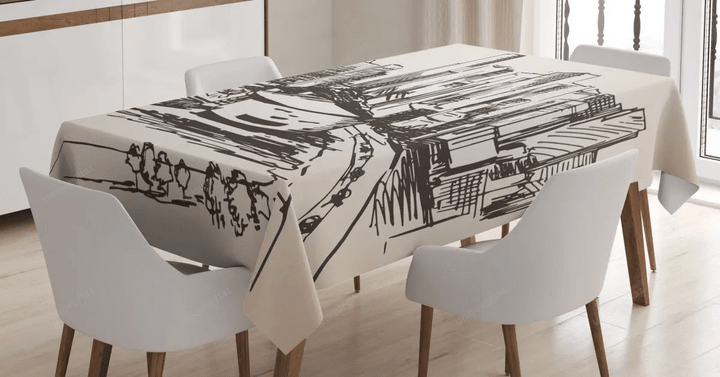 Miami Cityscape Sketch 3d Printed Tablecloth Home Decoration