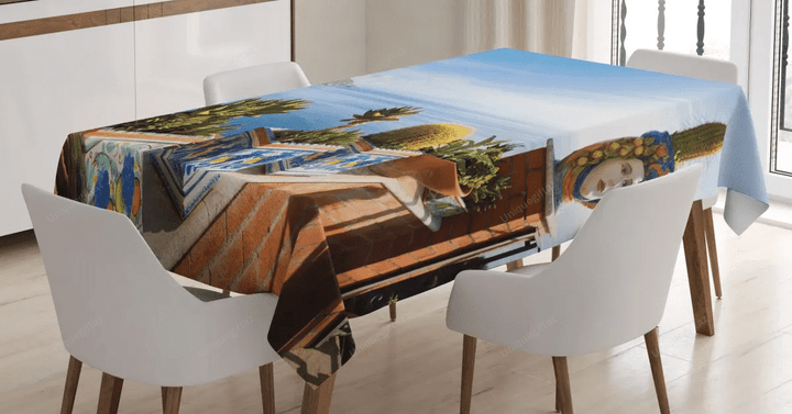 Taormina Coastline Photo 3d Printed Tablecloth Home Decoration