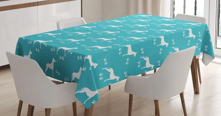 Dog And Paw Silhouettes 3d Printed Tablecloth Home Decoration