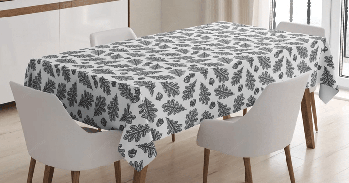 Engraving Oak Leaves Seed 3d Printed Tablecloth Home Decoration