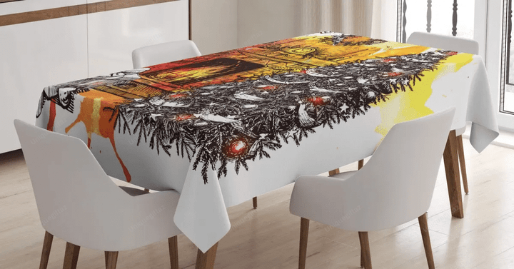 Christmas Sketch 3d Printed Tablecloth Home Decoration